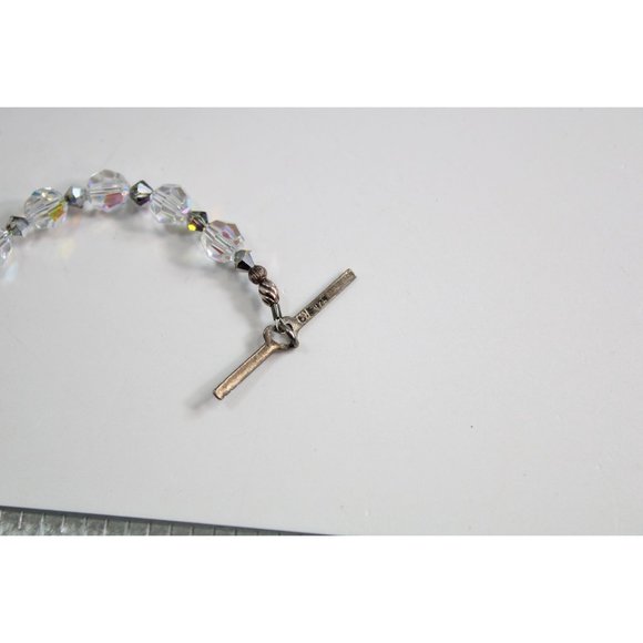 Aurora Borealis Beaded Necklace Clear .925 Clasp 88053 - Picture 5 of 5